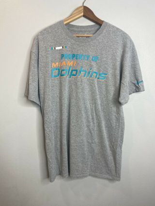 Nike Nfl Miami Dolphins Dri Fit Tee Shirt Grey Crew Neck Short Sleeve Medium