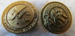 2 Vintage Small Metal Buttons - Corstorphine G C And Aberdeen G C Both Gold Color