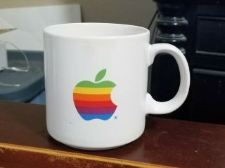 Vintage 1980s Apple Macintosh Computers Rainbow Logo Coffee Tea Mug Cup Usa