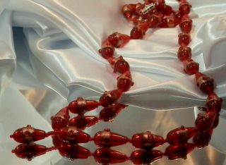 Wow Wow Pretty Sassy Red Gold Foil Art Murano Glass Vintage 70 