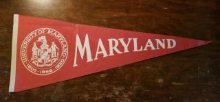 Rare University Of Maryland Seal Vintage/antique Pennant 1807 - 1856 - 1920