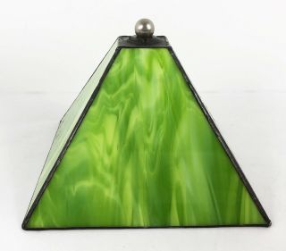 Vintage Slag Glass Green Tapered Square Lamp Shade 7 X 7 X 5.  5 "