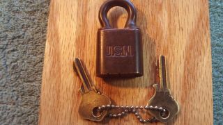 Vintage Brass U.  S.  N.  U.  S Navy Lock Padlock Push - Key Independent Lock Co.  W/keys