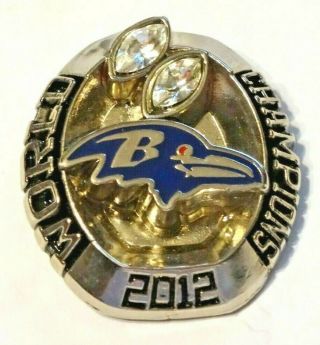 2012 Baltimore Ravens — Bowl Xlvii Champions Silver Pin With Stones