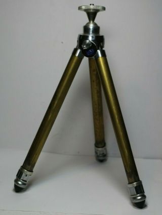 1 Yr.  Vintage Ising Gnom Camera Tripod Brass Legs Extend To Full Height