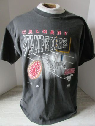 Old Vintage 1994 Cfl Calgary Stampeders Black T - Shirt Size Large