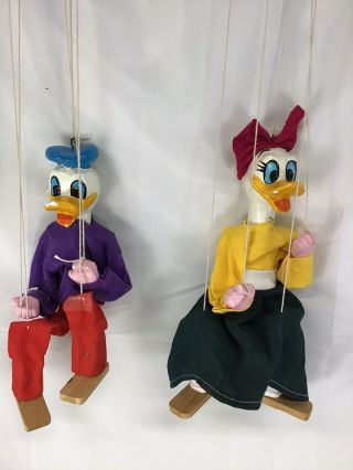 Vintage Walt Disney Donald Duck And Daisy Duck Marionette Puppets