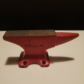 Vintage 4.  5 " Red Cast Iron Anvil " India "