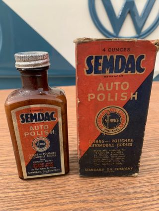 1930’s Vintage Standard Oil Semdac Car Auto Polish Wax Paste Box Can