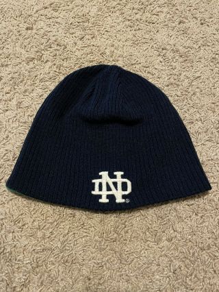 Notre Dame Irish Football Adidas Reversible Winter Knit Hat Beanie Blue Green