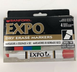 Vintage Expo Dry Erase Markers Sanford Set 4 Chisel Tip Smelly 1995