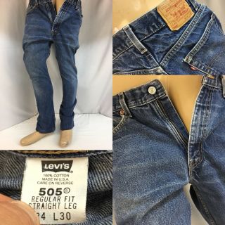Levi’s 505 Men’s Vintage Jeans 34x28 Dark Wash Small E Made In Usa Ygi 8543