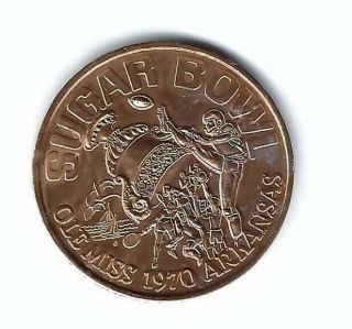 1970 Sugar Bowl Football Arkansas Razorbacks Ole Miss Rebels Program Coin Token