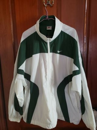 Vintage Nike Windbreaker Jacket Xl White Green Sport Mens Sport Coat