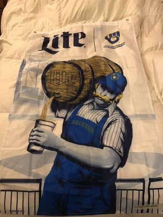 2019 Authentic Limited Ed Milwaukee Brewers Bernie Brewer Miller Lite Flag