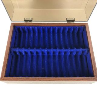 Vintage Audio Cassette Closed Storage Box Wood Grain with Removable Lid Holds 26 2