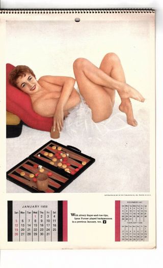 Vintage 1958 Playboy Wall Calendar - No Sleeve - Complete - - Janet Pilgrim (jb