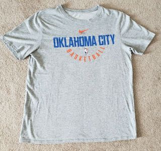Nike Nba Oklahoma City Thunder Okc Gray Dri - Fit Shirt Jersey Size L Large