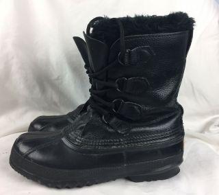 Sorel Women’s Winter Snow Boots Black Leather Lined Sz 7 Made In Canada Vintage