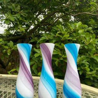Mid Century Vintage Japanese Art Glass Vase Kamei Swirl (3 Available)