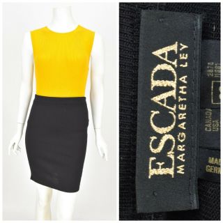 Womens Escada By Margaretha Ley Wool Vintage Skirt Black Size 36 / Uk10