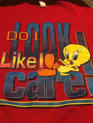 Vtg 90’s Looney Tunes Tweety Bird Do I Look Like I Care Womens Sweatshirt 22/24w