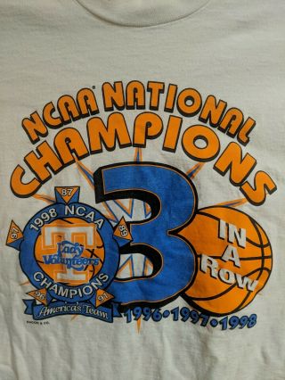 Tennessee Lady Vols National Champions Shirt 3 In A Row Large Volunteers 1998