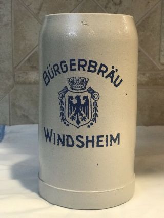 Vintage German Burgerbrau Windsheim Stein/ceramic Beer Mug.  7.  25 " Tall.