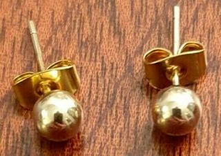 Vintage 9ct.  Gold Ball Stud Earrings With Butterfly Backs Hallmarked.  64g.  5mm
