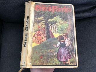 Vintage German Book Brother Grimm Fairy Tale Children Color Illustrations Prints