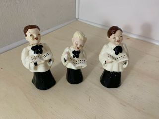 Set Of (3) Vintage Florence Figurines Choir Boy Trio Ceramic 6 " Christmas Carols