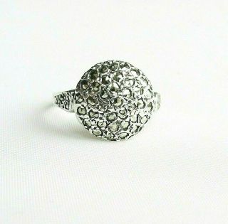 Vintage Solid Silver Art Deco Marcasite Gemstone Statement Ring Size O 1/2
