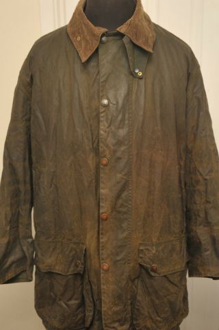 Vintage Barbour Border A200 Wax Cotton Coat / Jacket Green 50 " /127 Cm 734