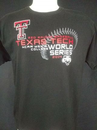 Ncaa 2014 Texas Tech Red Raiders Baseball World Series Black T Shirt Size L