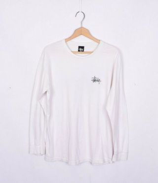 Vintage Stussy White Double Print Top Large