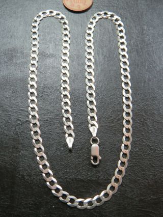 Vintage Sterling Silver Flat Curb Link Necklace 18 Inch C.  2000