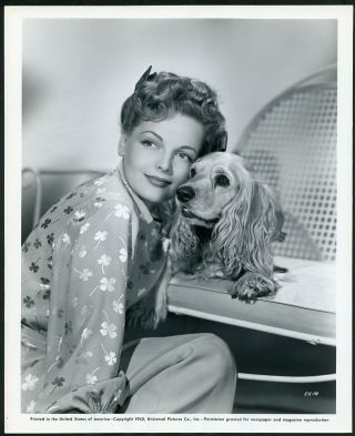 Elyse Knox W Cocker Spaniel Dog Vintage 1943 Portrait Photo