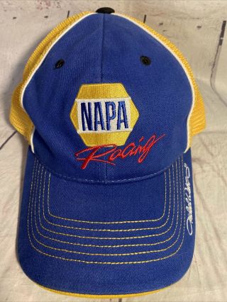 Nascar Napa Racing Baseball Cap Hat Michael Waltrip 55 Mesh Blue Yellow Adult