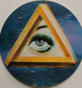 Vintage 3d Lenticular Eye In Pyramid 4 " Round