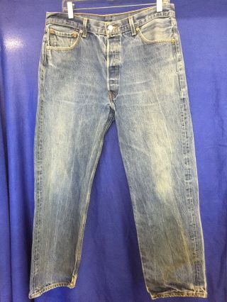 Vintage 1990’s Levis 501xx Blue Jeans Tag 36x31 Indigo Denim Usa - Measures 34x28