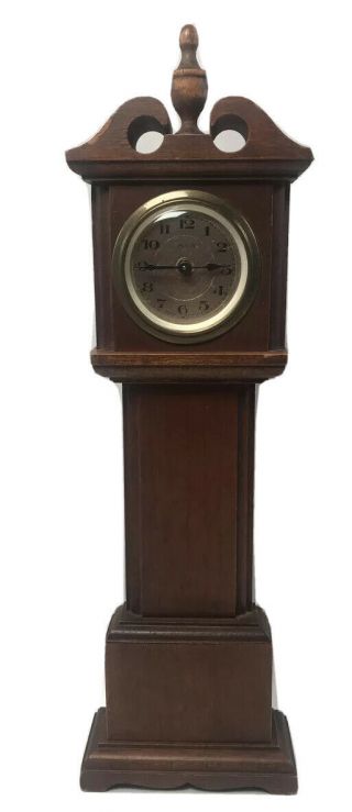 Floran Mini Grandfather Wood Clock Made In Germany 13.  5 Inches Tall Vintage