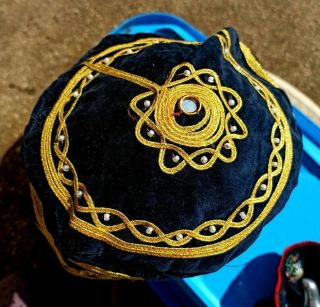 Vintage Jewish Hand Embroidery Kippah Yarmulke Persian Cap Judaica
