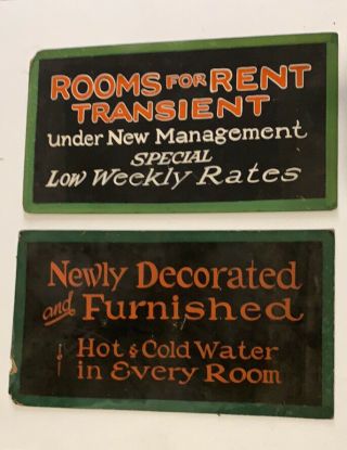 Vintage Motel,  Rooming House Hand Painted Cardboard Sign