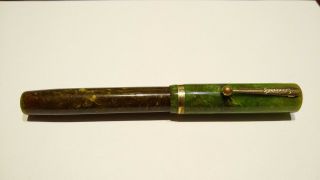 Vintage Sheaffer Lifetime Flat Top Jade Green White Dot Fountain Pen Gold