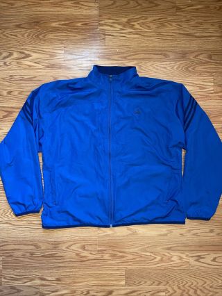 Adidas Three Stripe Vintage Windbreaker Jacket Mens Size 3xl Full Zip Up Blue