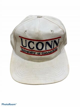Vtg Uconn Huskies Split Bar Snapback Hat The Game Ncaa 90s College Vintage