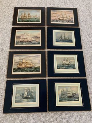 8 Vintage Pimpernel Tall Clipper Ships Hard Cork Backed English Placemats