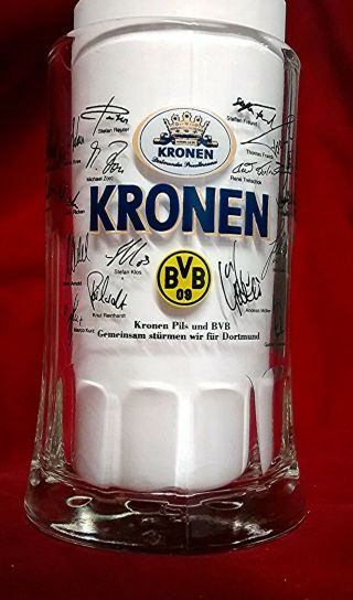 German Bundesliga Soccer Fan,  Beer Glass - Borussia Dortmund - Kronen Bier