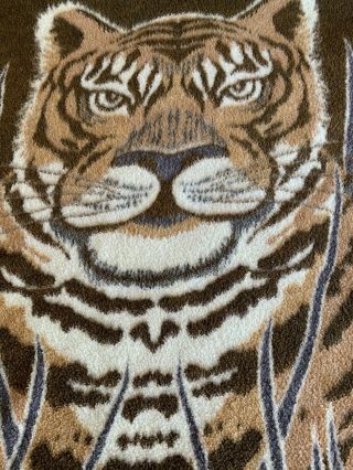 Vintage Chatham North Star Acrylic Tiger Cat Jungle Pattern Blanket 57.  5 X 75.  5 2