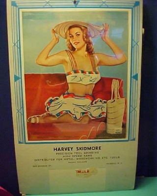 Vintage Lift Up Perfect Pin Up Girly Risque Sofa Calendar Cardboard Back